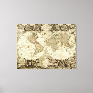 1708 World Map by Jean Baptiste Nolin Canvas Print