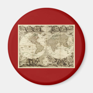1708 World Map by Jean Baptiste Nolin Magnet