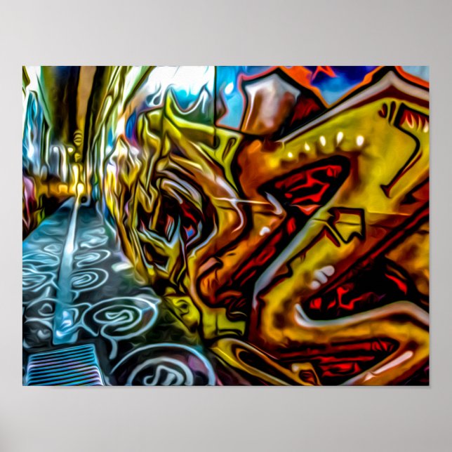 1711 COLORFUL STREET GRAFFITI GANGSTER CITY WALLS POSTER (Front)