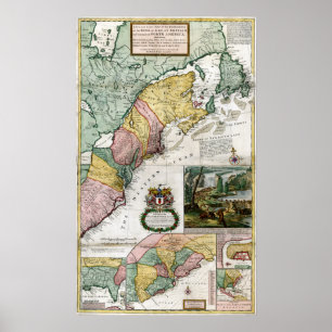 1715 Map of British Colonies in America Poster