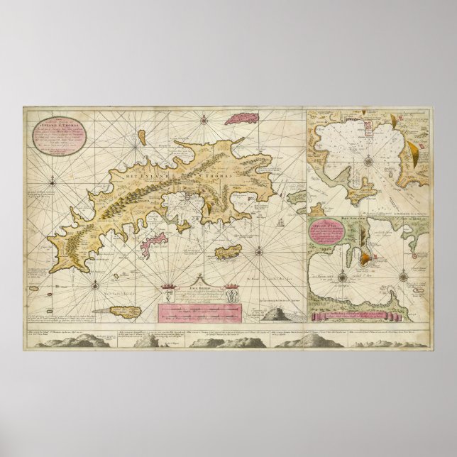 1719 St. Thomas Virgin Islands map van Keulen Poster (Front)