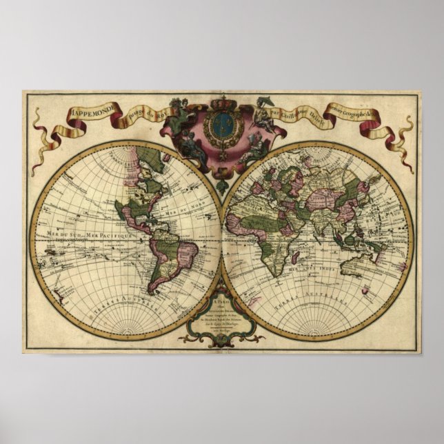 "1720 Guillaume deLisle" Olde Worlde Map Poster (Front)