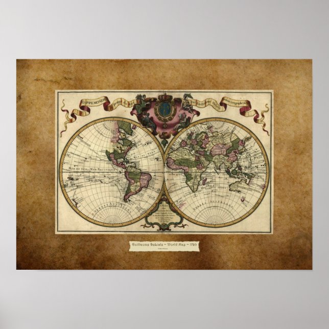 "1720 Guillaume DeLisle" Olde Worlde Map Poster (Front)