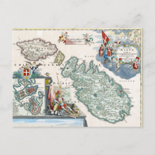 1720 Malta Map Postcard