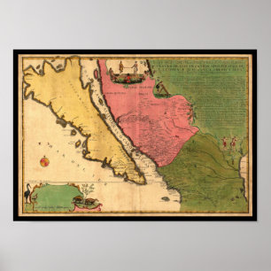 1720 Map - La Californie ou Nouvelle Caroline Poster