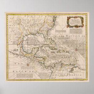 1720 Map of the West Indies by Emanuel Bowen Poster