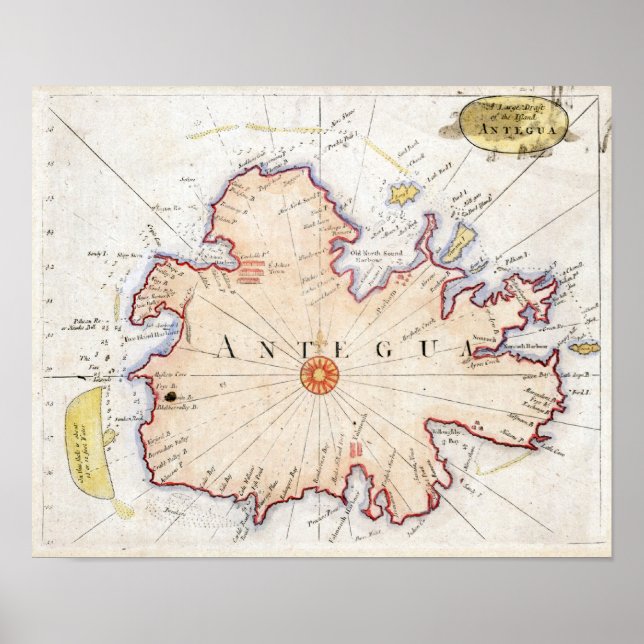 1721 Antigua Map Poster (Front)