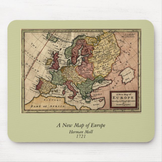 1721 Map of Europe Mouse Pad (Front)