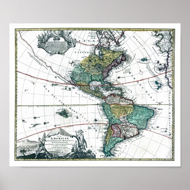 1725 South and North America Map Poster (Front)