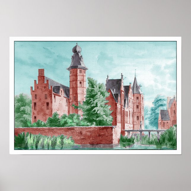 1729 A. de Haen Dutch Kasteel WESTERVELT Poster (Front)