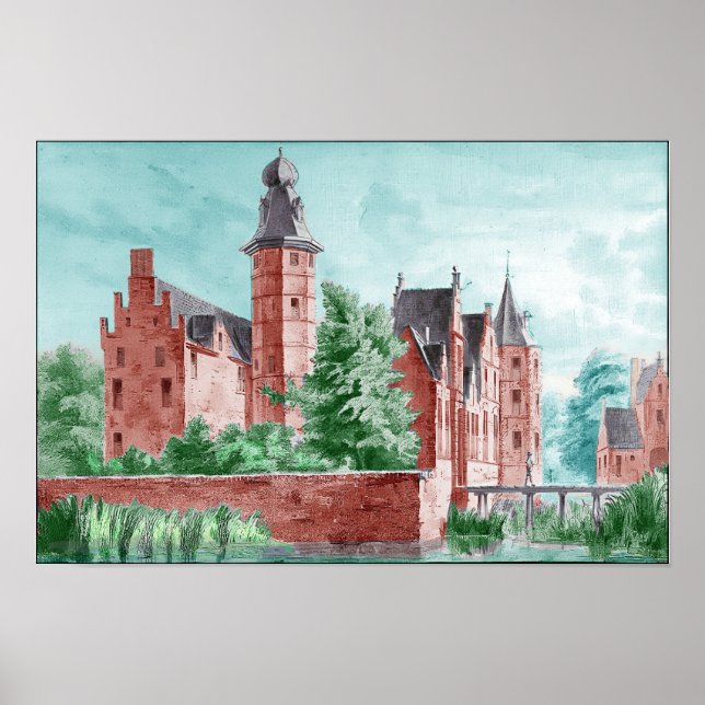 1729 A. de Haen Dutch Kasteel WESTERVELT Poster (Front)