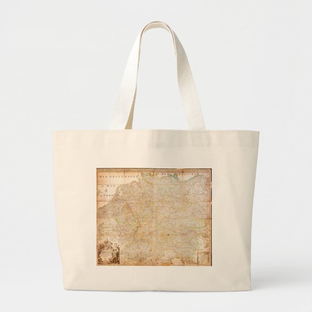 1730 Covens and Mortier Map of Germany Folding C Large Tote Bag (Front)