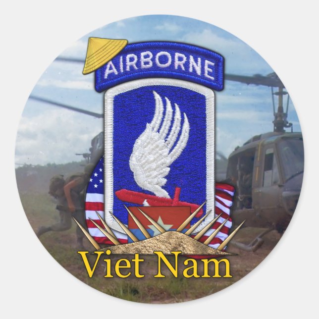 173rd abn airborne brigade vietnam war classic round sticker (Front)