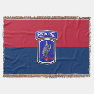 173rd Airborne Brigade Silver Framed Design Throw Blanket