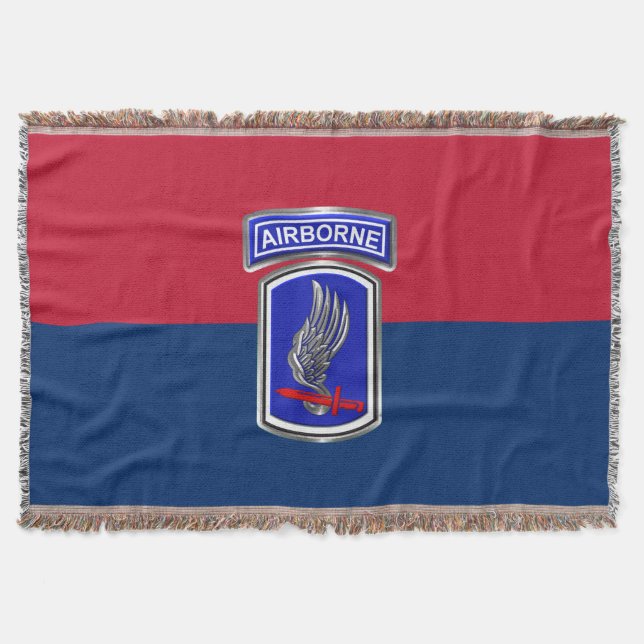 173rd Airborne Brigade Silver Framed Design Throw Blanket (Front)