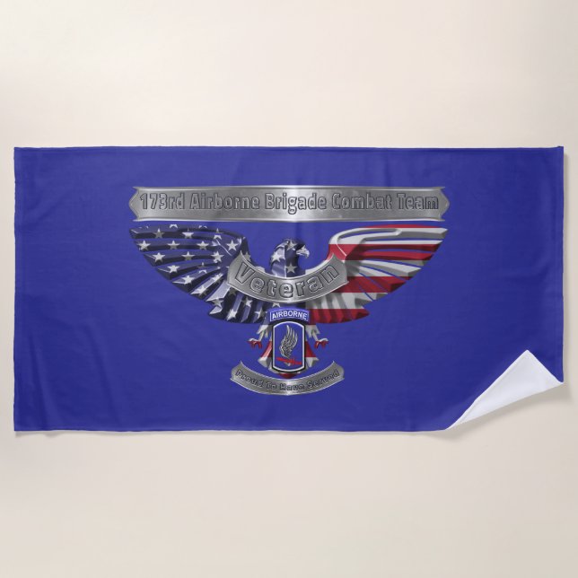 173rd Airborne Brigade Veteran Beach Towel (Front)