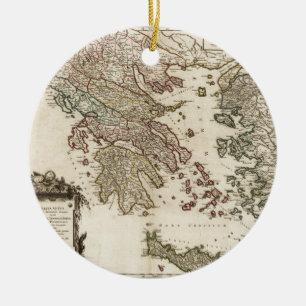 1752 Map of Ancient Greece Ceramic Tree Decoration