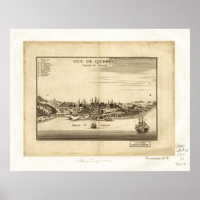 1755 St. Laurent Montreal Quebec Panoramic Map Poster (Front)
