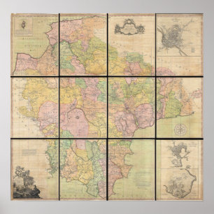 1765 Map of Devonshire by Benjamin Donn Poster