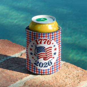 1776–2026 America 250 Patriotic Plaid Can Cooler