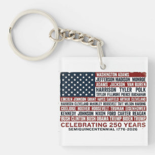 1776-2026 America 250th Anniversary Presidents Car Key Ring