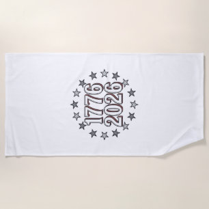 1776 2026 Patriotic Stars Vintage Vector Design_1 Beach Towel
