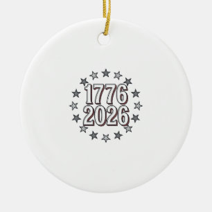 1776 2026 Patriotic Stars Vintage Vector Design_1 Ceramic Tree Decoration