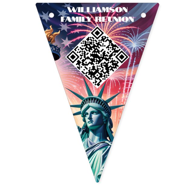 1776–2026 QR Bunting • Edit Text & Link in Minutes Bunting (Ninth Flag)