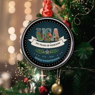 1776-2026 Semiquincentennial Midnight Blue Metal Tree Decoration