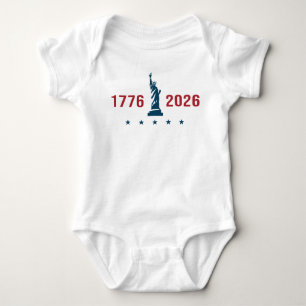 1776 2026 Statue of Liberty Red White Blue USA 250 Baby Bodysuit