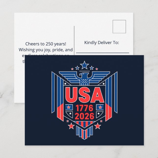 1776-2026 USA  HOLIDAY POSTCARD (Front/Back)