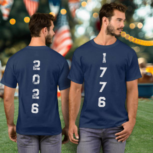 1776 2026 Vertical Numerical Semiquincentennial  T-Shirt