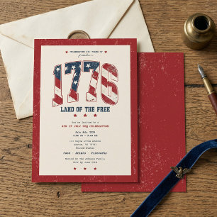 1776 4th of July Independence Day BBQ Party Invitation