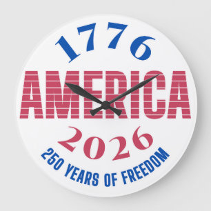 1776 AMERICA 2026 250 years freedom Large Clock