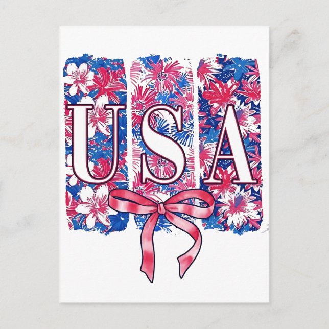 1776 America 4th of July USA Floral Flowers Holiday Postcard (Front)