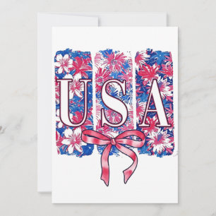 1776 America 4th of July USA Floral Flowers Invitation