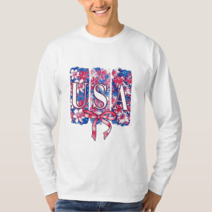 1776 America 4th of July USA Floral Flowers T-Shirt