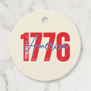 '1776 America' Anniversary 4th of July Cream Favour Tags