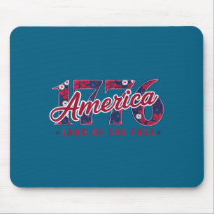 1776 America Floral Patriotic Graphic Art Mouse Pad