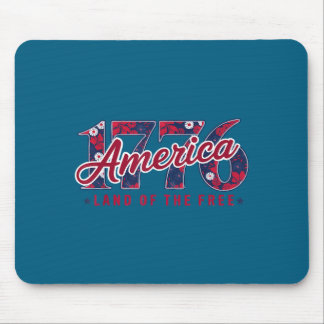 1776 America Floral Patriotic Graphic Art Mouse Pad