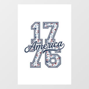 1776 America Floral Patriotic Vintage Vector Desig