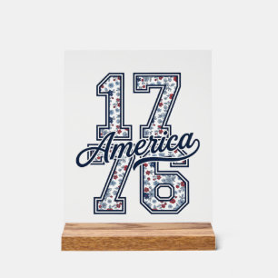 1776 America Floral Patriotic Vintage Vector Desig Acrylic Sign