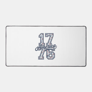 1776 America Floral Patriotic Vintage Vector Desig Desk Mat