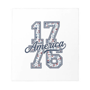 1776 America Floral Patriotic Vintage Vector Desig Notepad