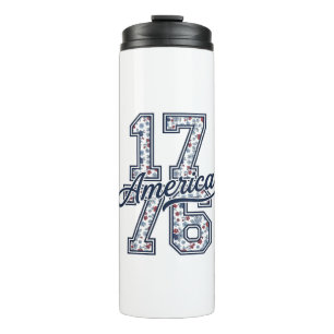 1776 America Floral Patriotic Vintage Vector Desig Thermal Tumbler