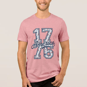 1776 America Floral Patriotic Vintage Vector Desig Tri-Blend Shirt