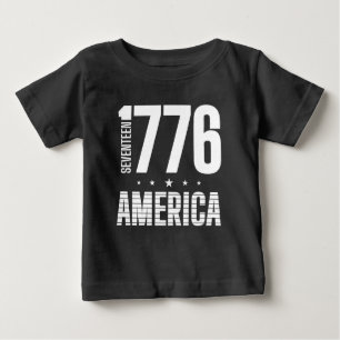 1776 America historical freedom white typography Baby T-Shirt