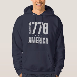 1776 America historical freedom white typography Hoodie