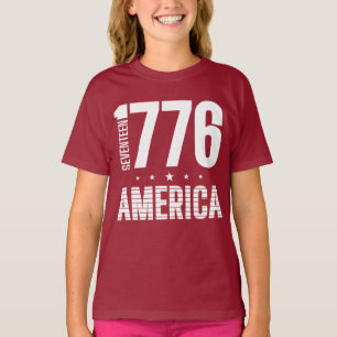 1776 America historical freedom white typography T-Shirt