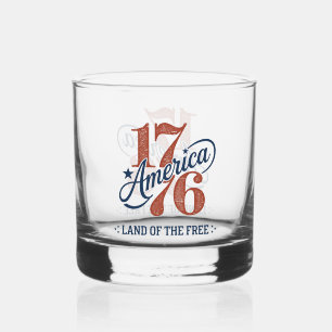 1776 America Script Emblem Whiskey Glass